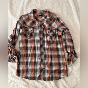 Fox Orange and Black Plaid Shirt Fox Size Large
